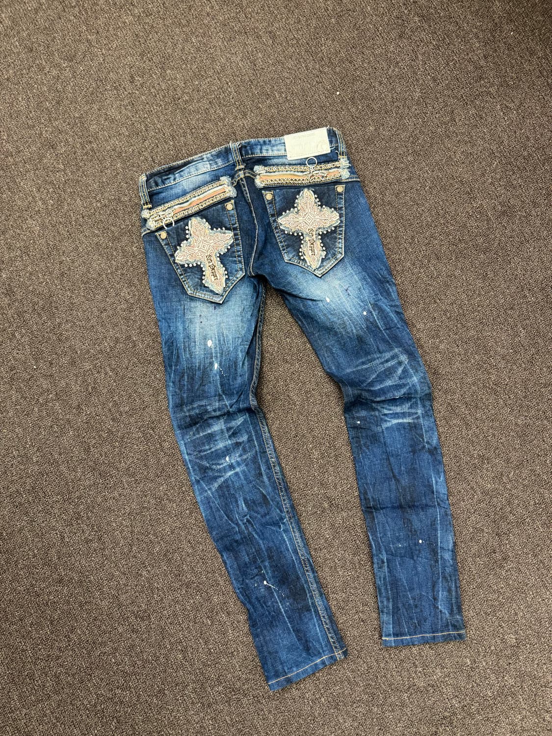 25)레드페퍼 빈티지 Y2K 십자가 패치 자수 로우라이즈 데님팬츠 상품이미지1