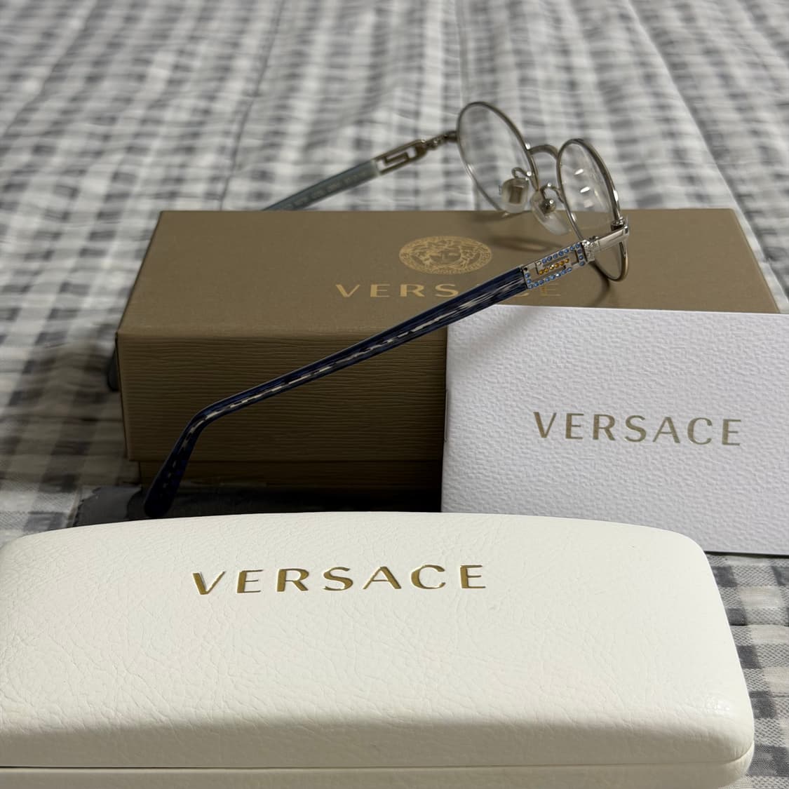 (OS) Versace 베르사체 아이스아웃 라운드 안경 은장 상품이미지5