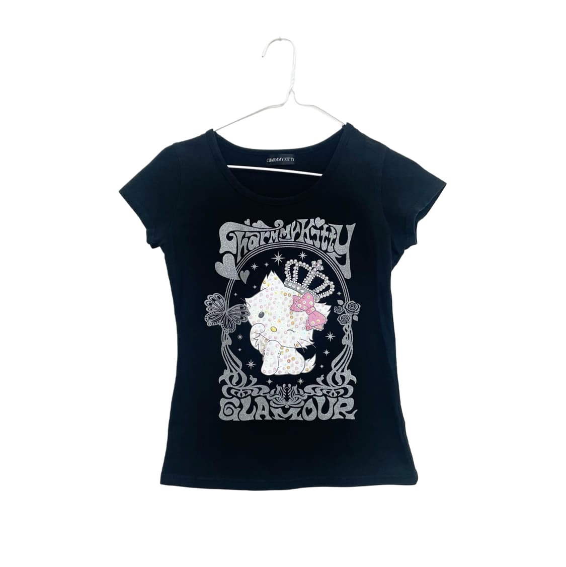 charmmy kitty 챠미키티 스팽글 딱붙탑 고전키티 키티반팔키티탑 상품이미지5