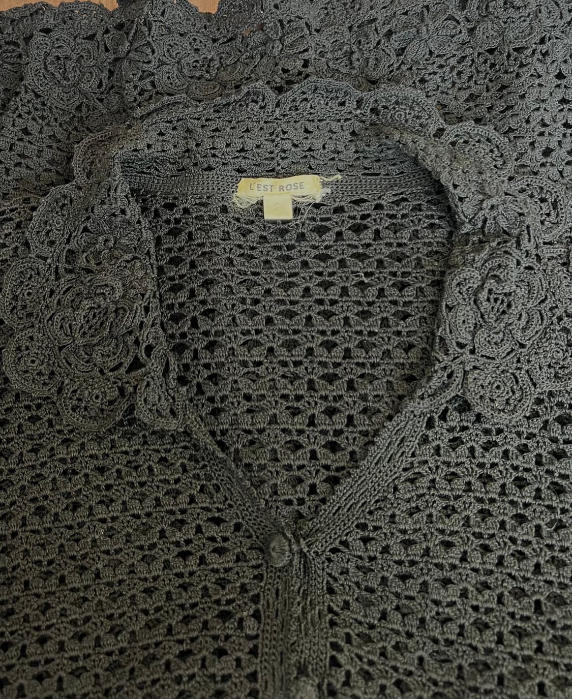 일본수입 L'est Rose 여성 블랙 크로셰 니트가디건 상품이미지5