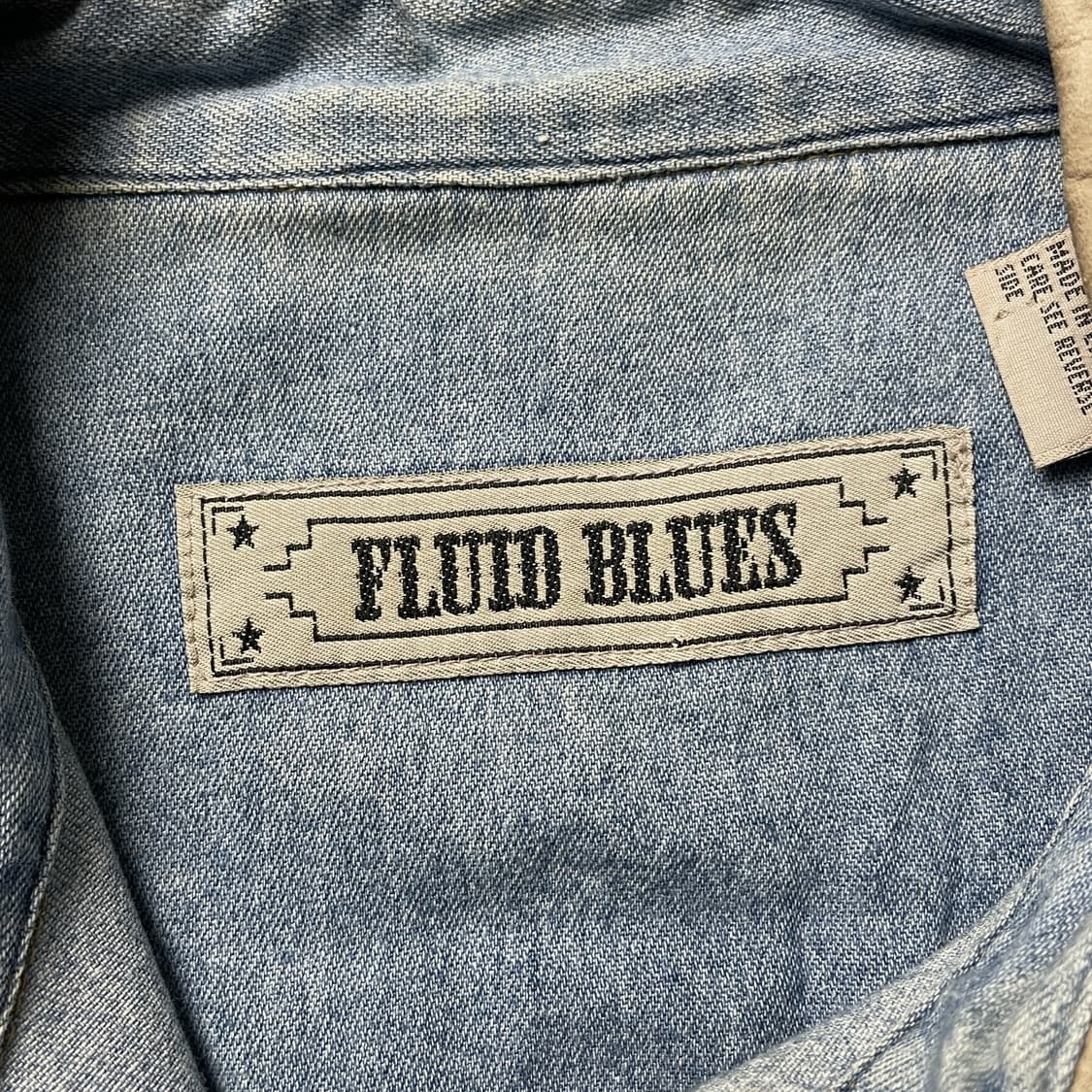 FLUID 빈티지 레더 트리밍 투톤 코튼 데님셔츠 A00417 상품이미지9