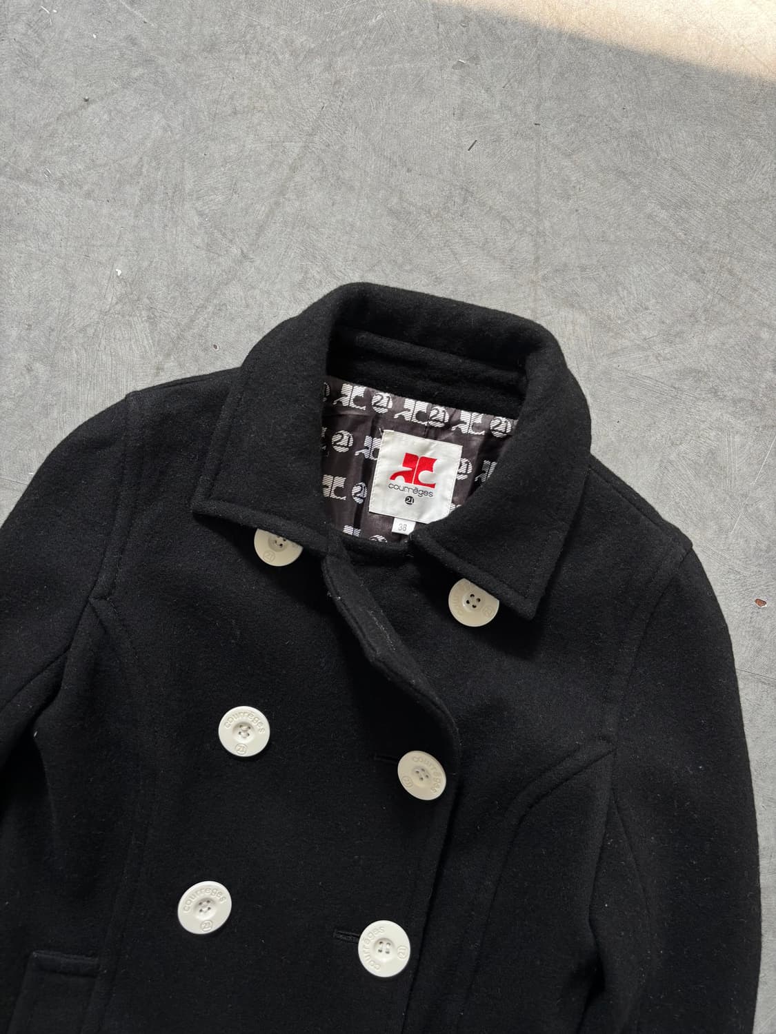 Courreges 꾸레쥬 블랙 더블 피코트  상품이미지5