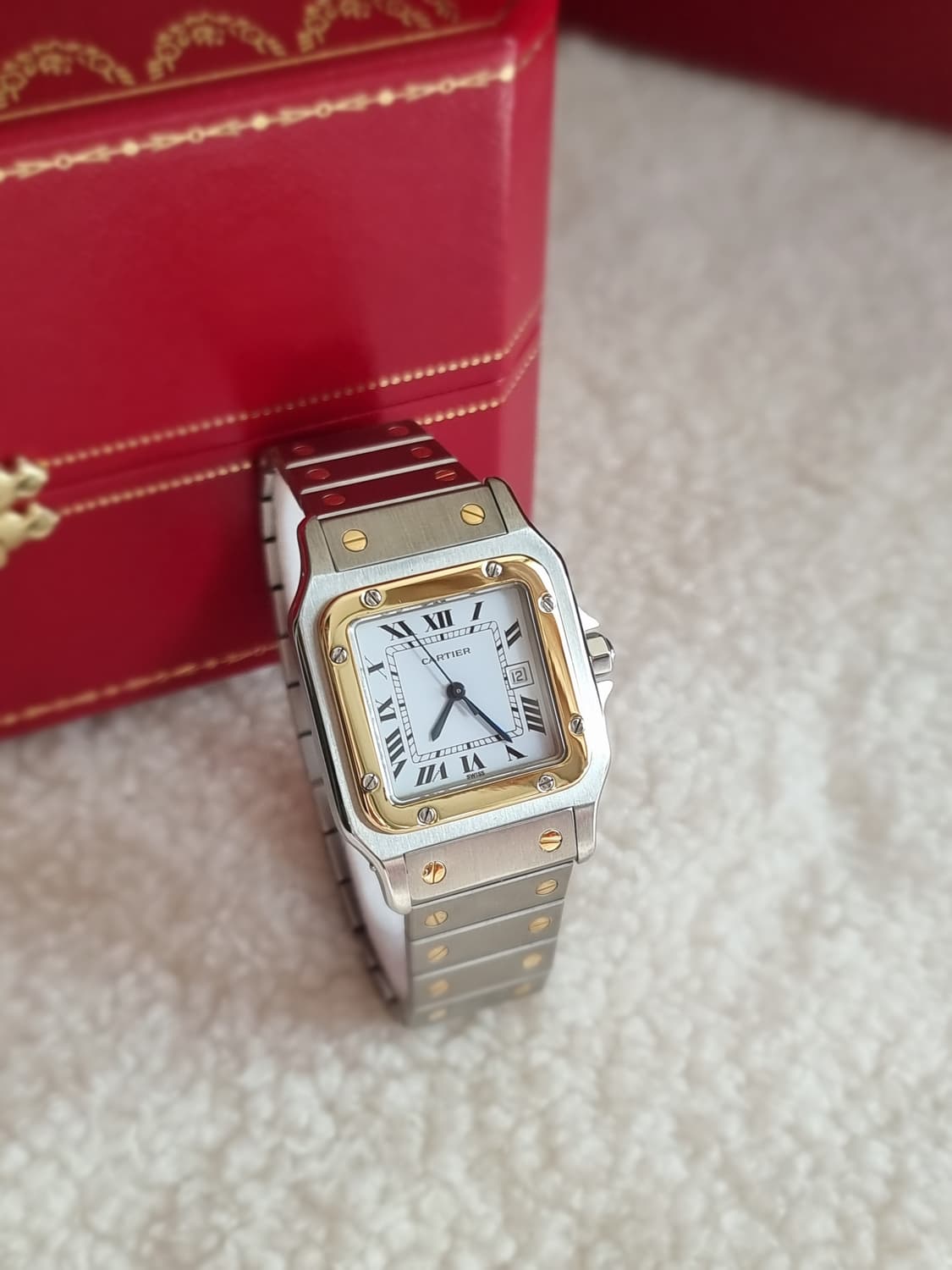 까르띠에 산토스 까레 18K 콤비 라지 오토메틱 시계 상품이미지4