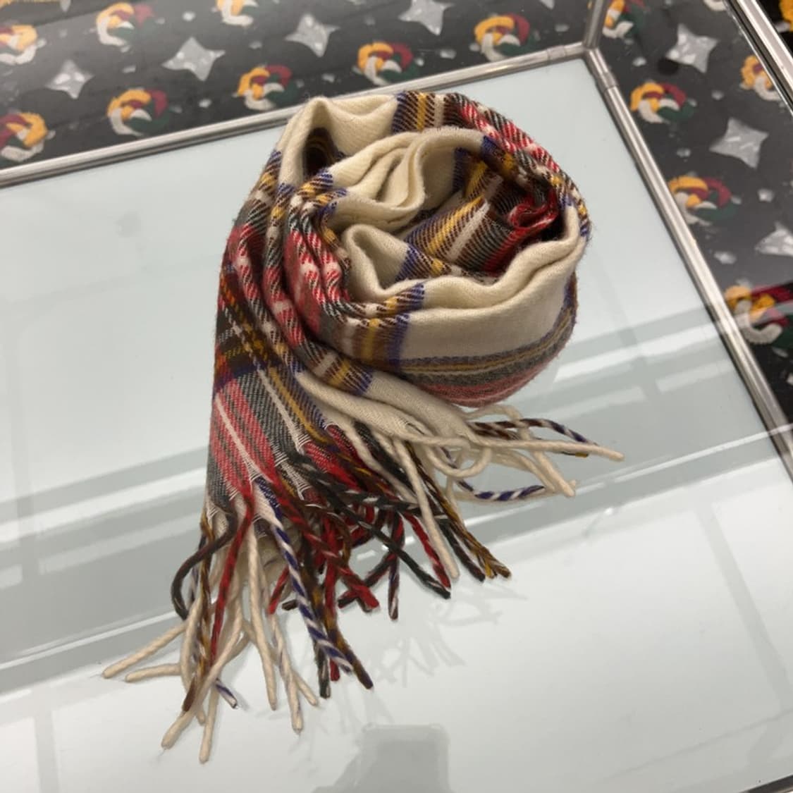 빈티지 홀리데이 크림체크 목도리 머플러 C07109 상품이미지3