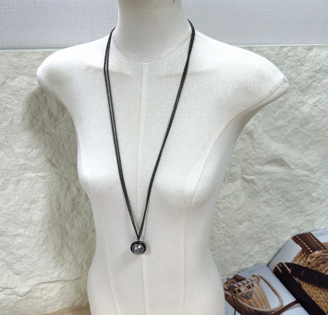 Unisex빈티지 고딕 메탈 진주 볼 목걸이 상품이미지1