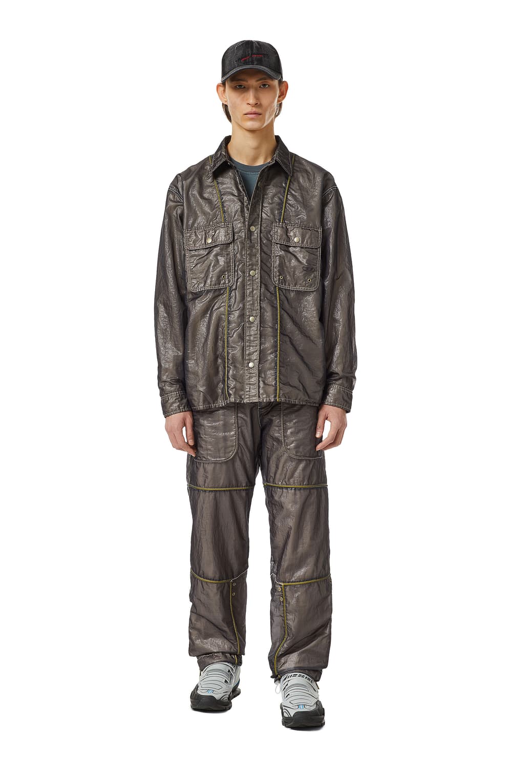 디젤 DIESEL S-U24 나일론 오버셔츠 자켓 올리브 L 상품이미지1