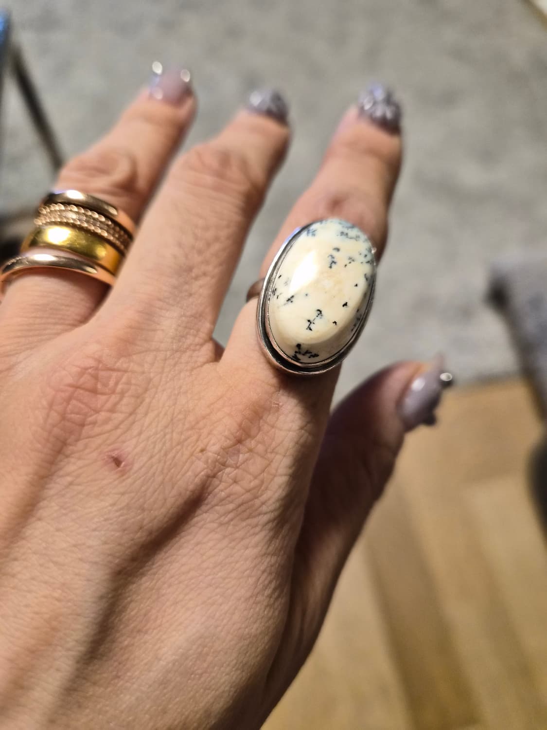 925 Silver 백송석 원석반지 상품이미지2