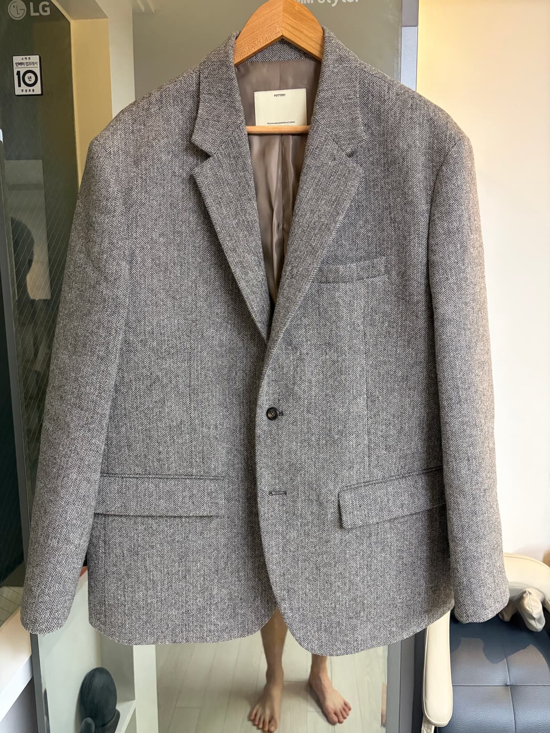 포터리 셔틀랜드 울 싱글 브레스티드 자킷 헤링본 자켓 상품이미지1