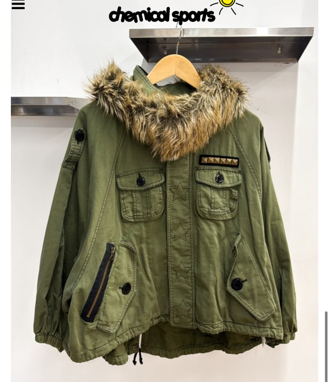 Worldwidelove 밀리터리 퍼 자켓  상품이미지1