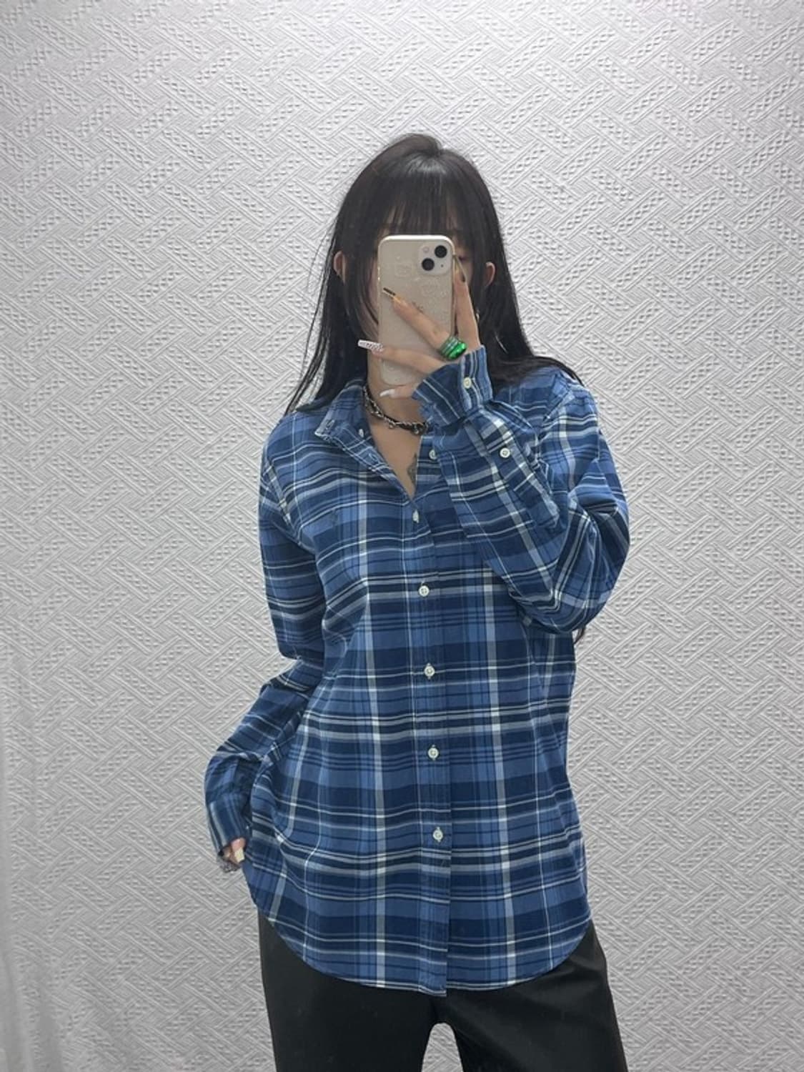 폴로 랄프로렌 인디고 옥스포드 오버핏 체크 셔츠 M C08024 상품이미지1