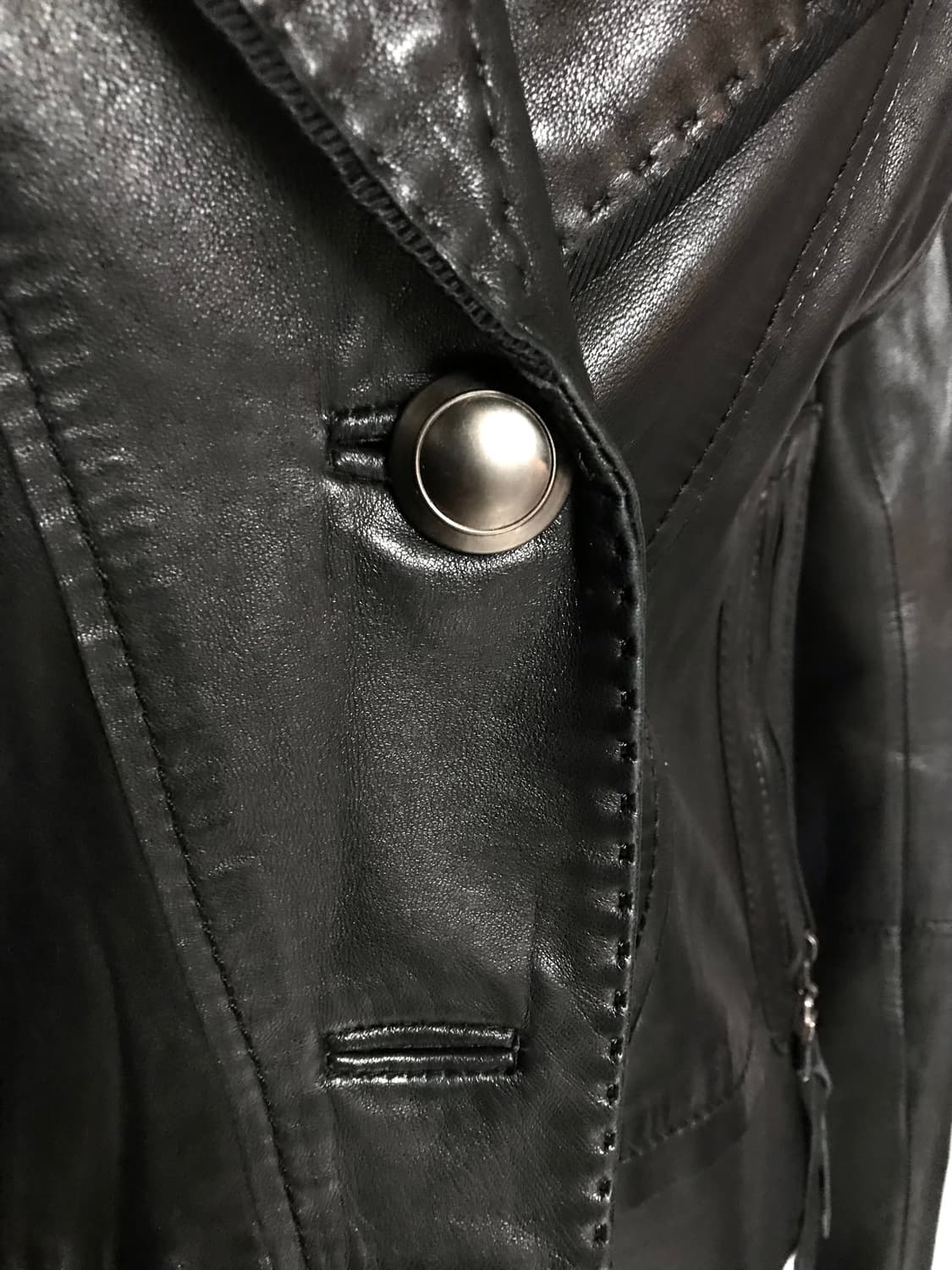 Vintage Stitched Lambskin Leather Blazer 상품이미지3