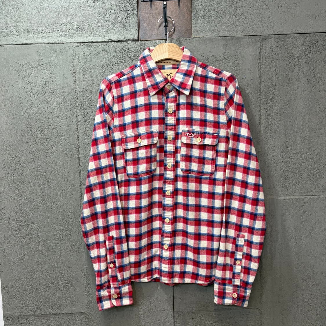 Hollister 레드 체크 플란넬 셔츠 (M) 상품이미지2