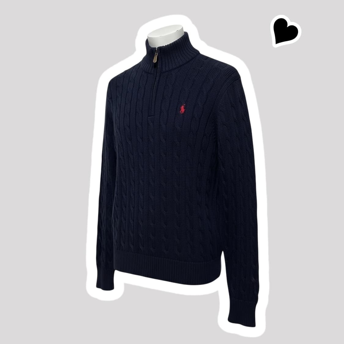 신형 폴로 랄프로렌 네이비 반집업 꽈배기 니트 상품이미지1