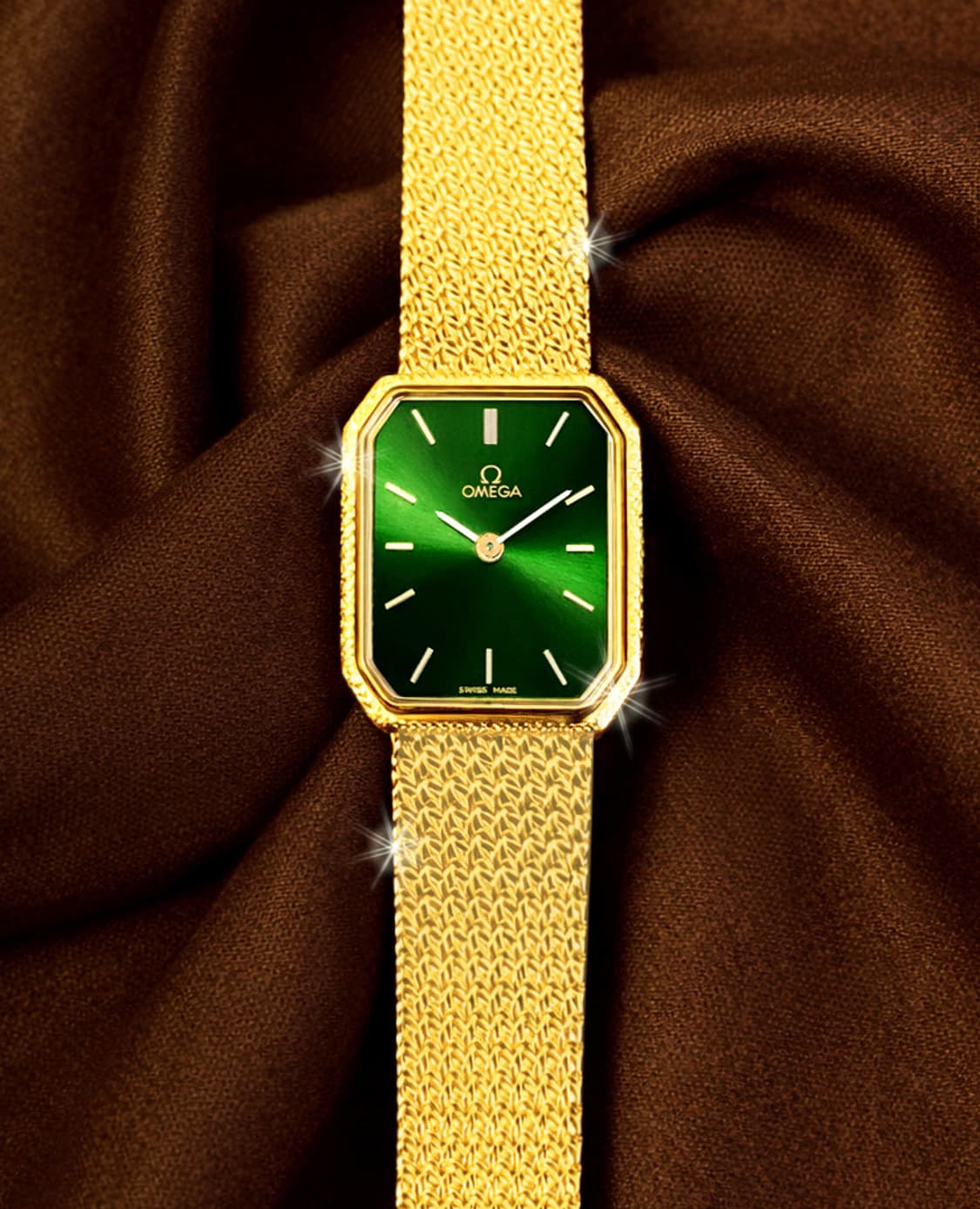 오메가 희귀 드빌 옥타곤 그린 다이얼 여성 미니 골드밴드 시계 상품이미지9