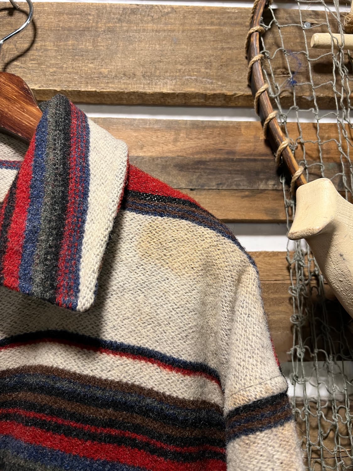 [L]90's 울리치 Made in USA 나바호 스트라이프 울 코트 상품이미지4