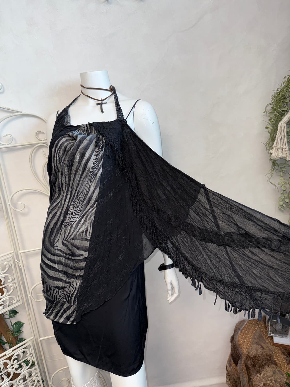 Black zebra m lace layered strap ops 상품이미지6