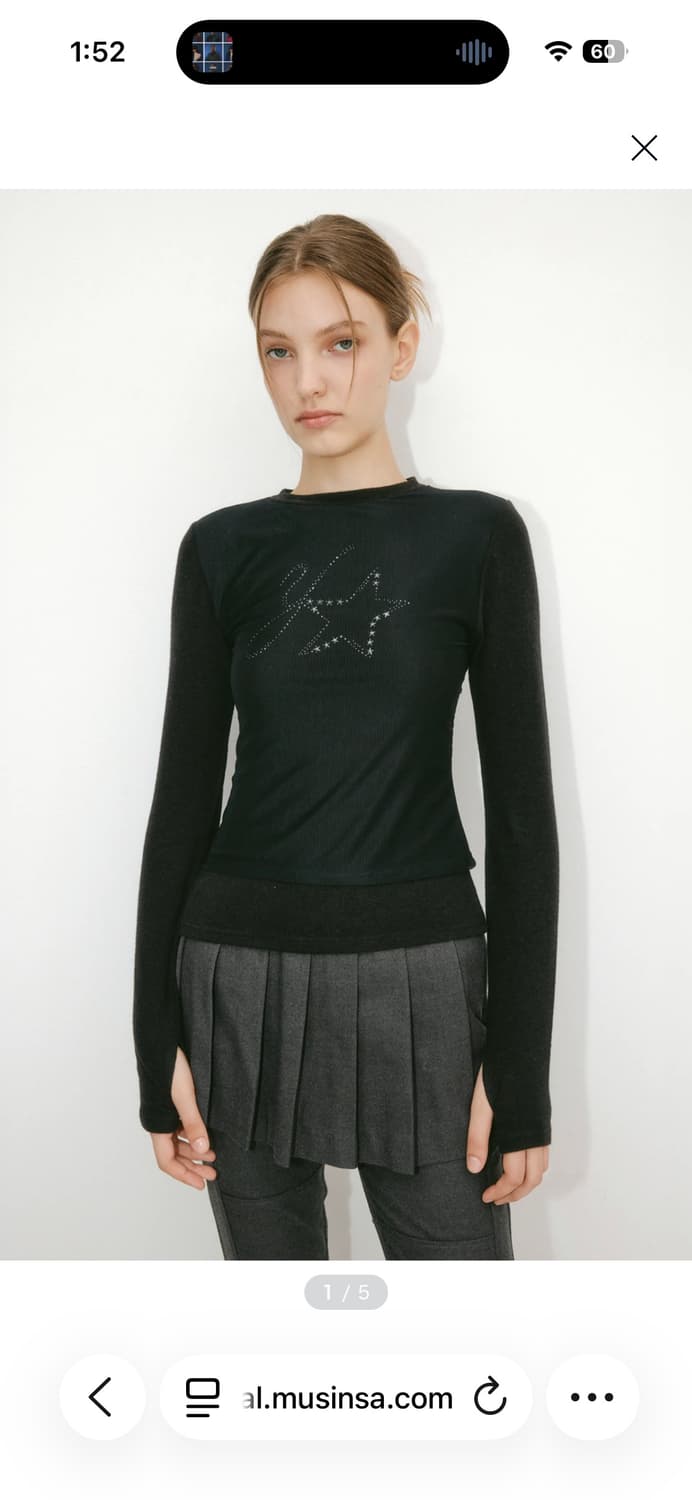 YUSE 유즈 메쉬 레이어드 앙고라 긴팔 상의 아이보리 화이트 흰색 이너 상품이미지6