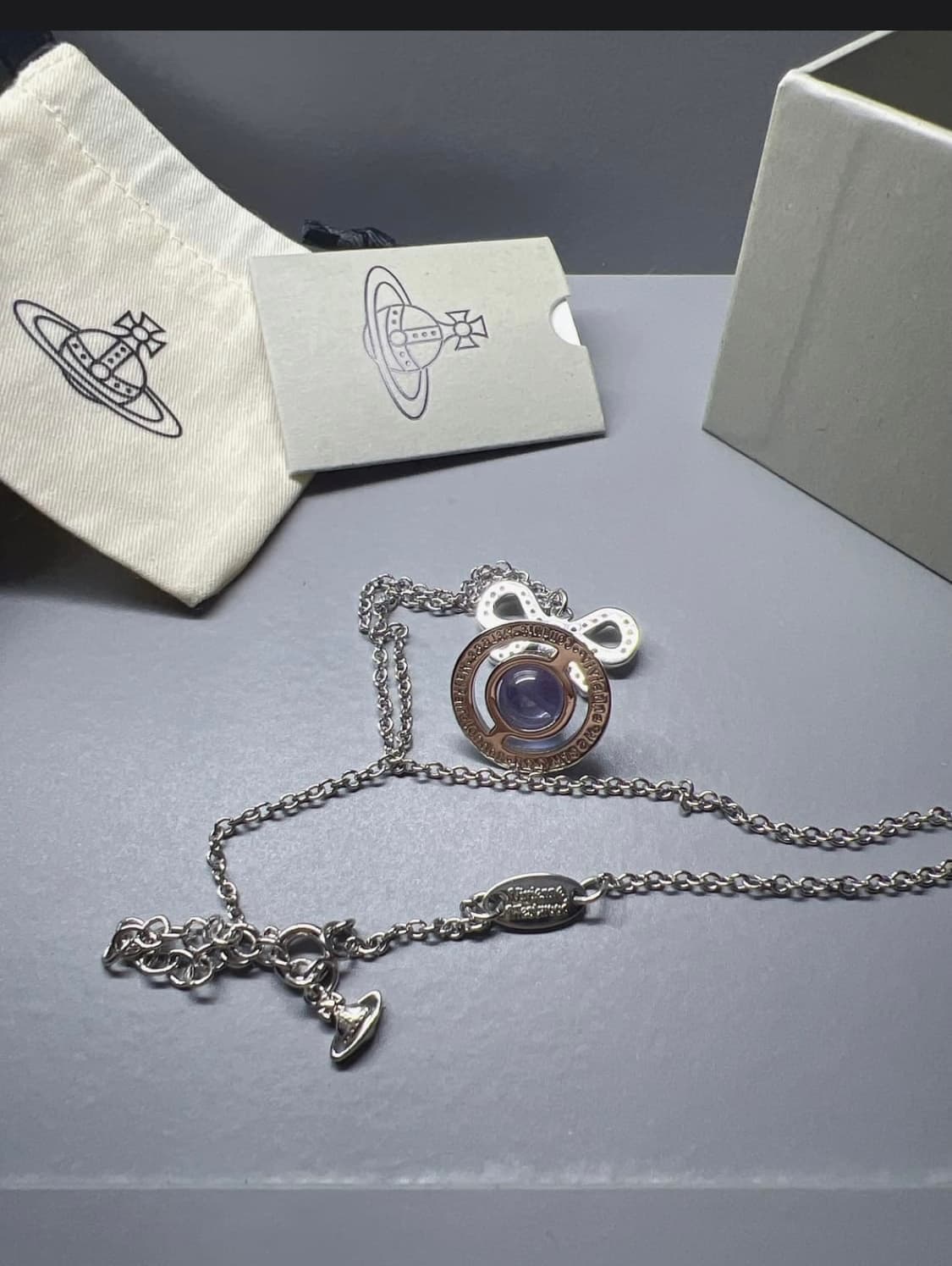 비비안웨스트우드 퍼플 크리스탈 옥타비에 orb 목걸이 (새상품) 상품이미지4