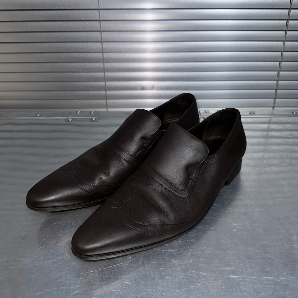 00s 빈티지 구찌 가죽 포이트 토 로퍼 상품이미지3