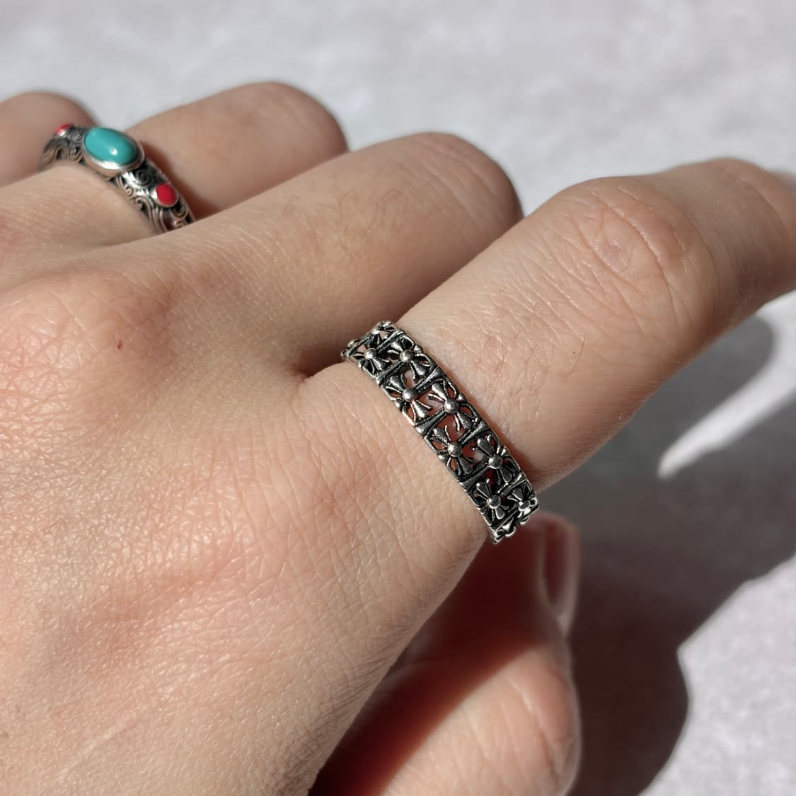 Oribell 크롬 크래쉬 크로스 925실버 오픈링 반지 상품이미지1