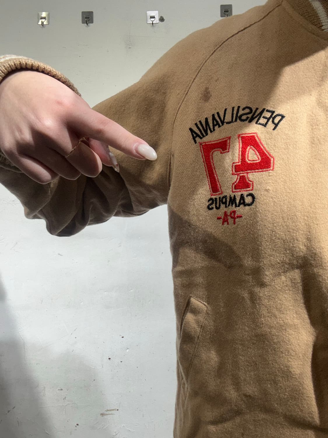 일본 빈티지 베이지 바시티 자켓 상품이미지4