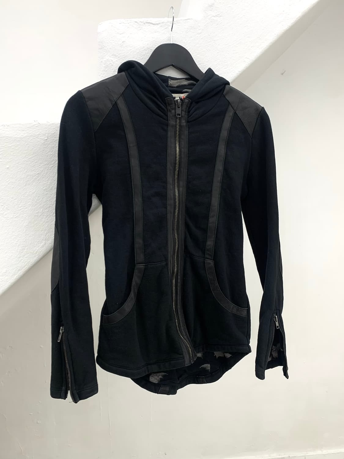 Leather strap unbalanced hoodie 상품이미지4
