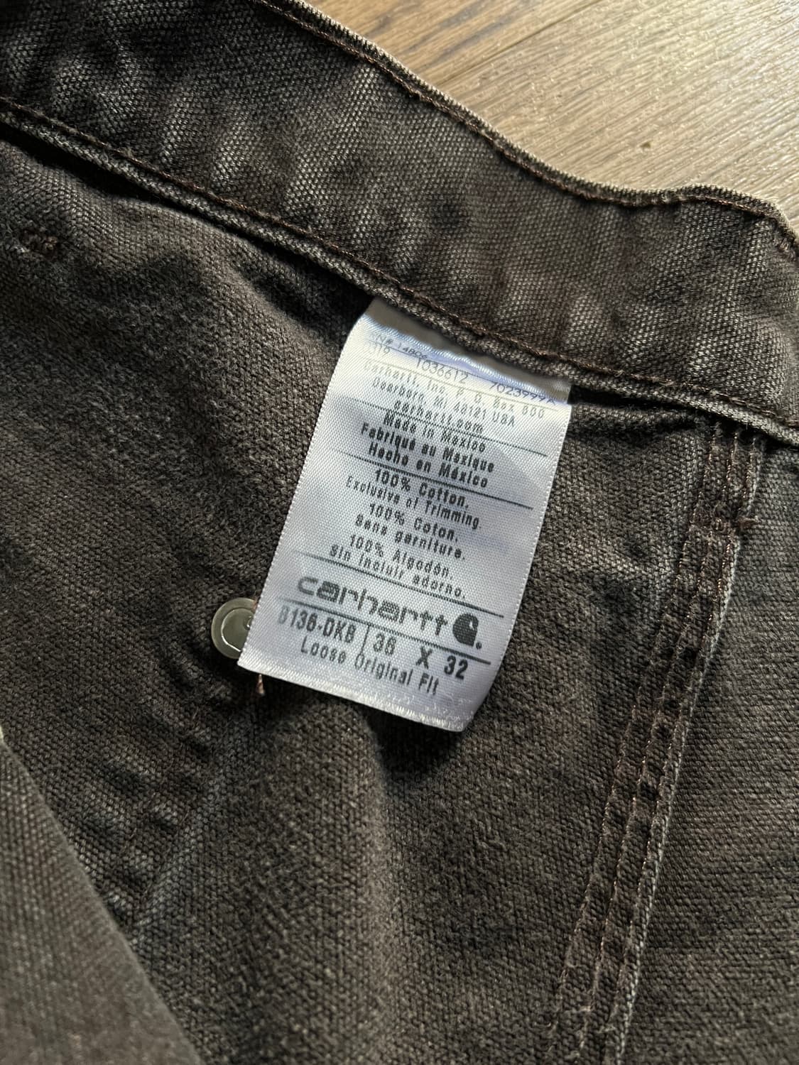 [36]칼하트 USA 하드 페이딩 다크브라운 더블니 워크 팬츠 상품이미지6