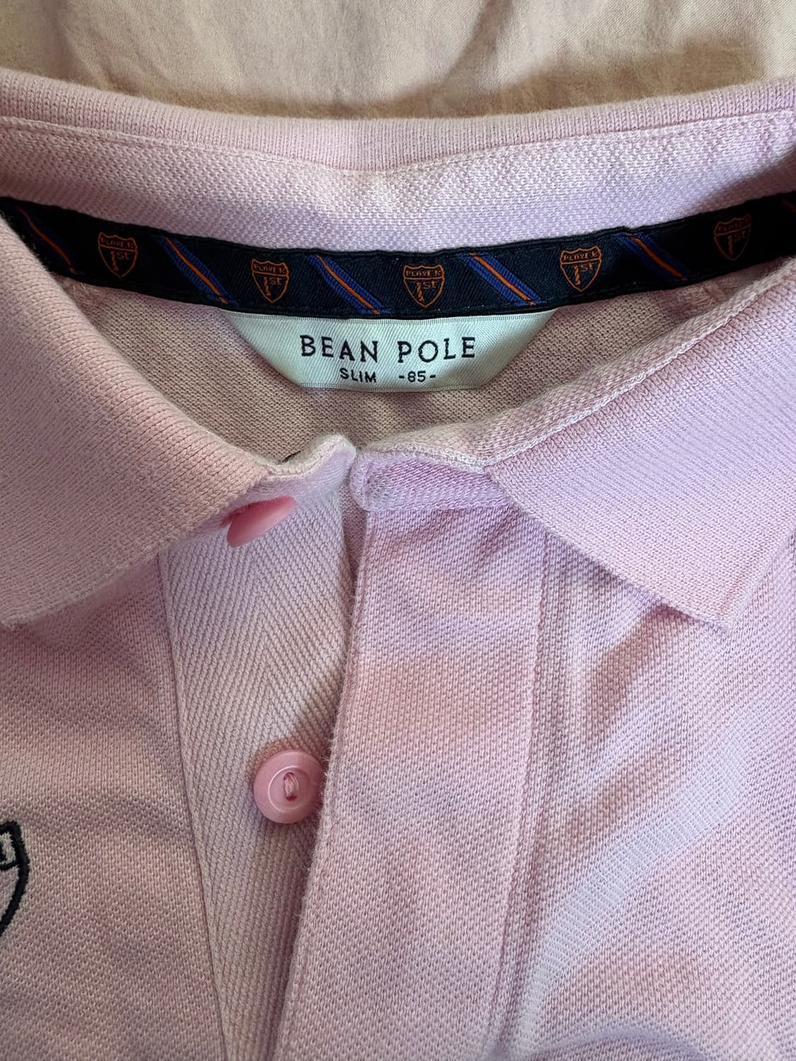 Y2K 대장 빈폴 연핑크 카라 반팔티 상품이미지4