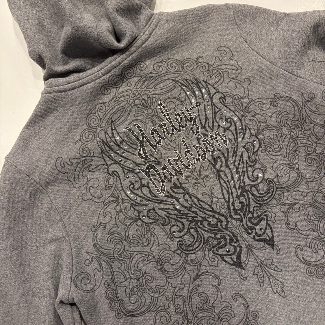 [M] 할리 데이비슨 찡 빈티지 기모 후드집업 그레이 C234 상품이미지10