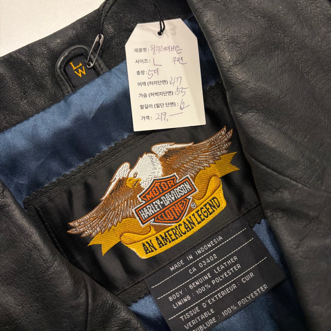 [L] 할리데이비슨 우먼 블랙 가죽 레더 자켓 B966 상품이미지6
