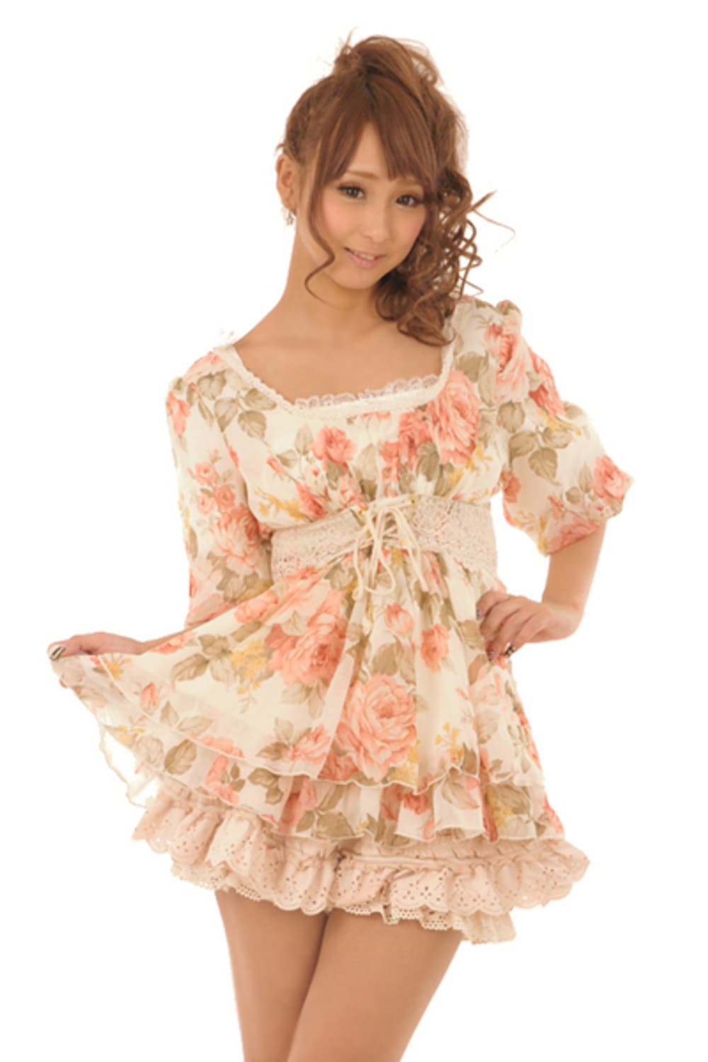 리즈리사 수선품 초고전템 히메갸루 앤틱플라워 핑크 블라우스 상품이미지2