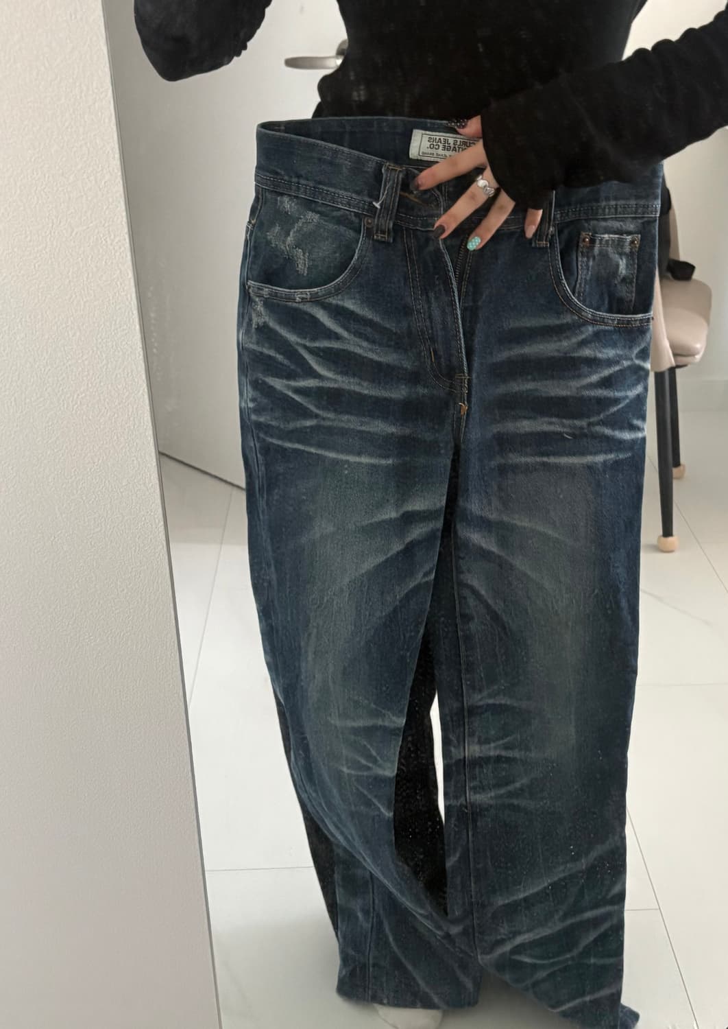 빈티지 워싱 데님 진청 상품이미지3