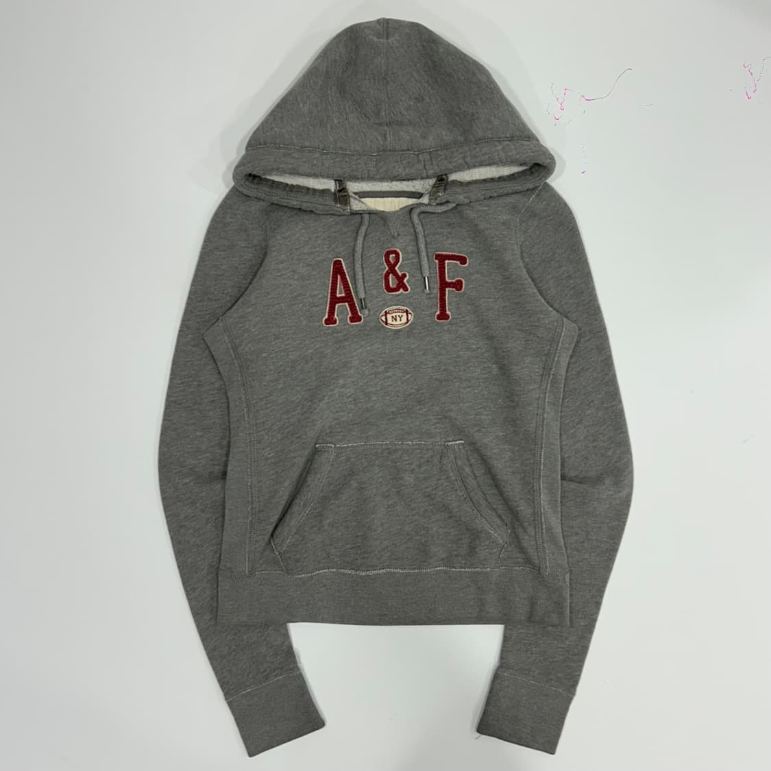 Abercrombie 아베크롬비 레드 로고 넥 트임 그레이 후드티  상품이미지3