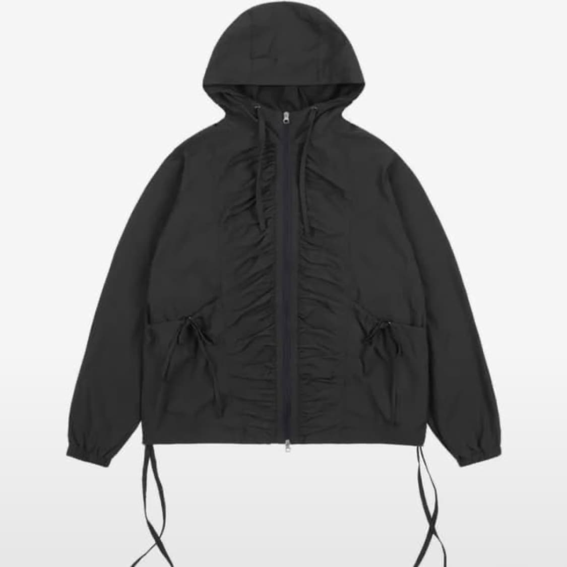 팬시클럽 리본 셔링 윈드브레이커 차콜 상품이미지2