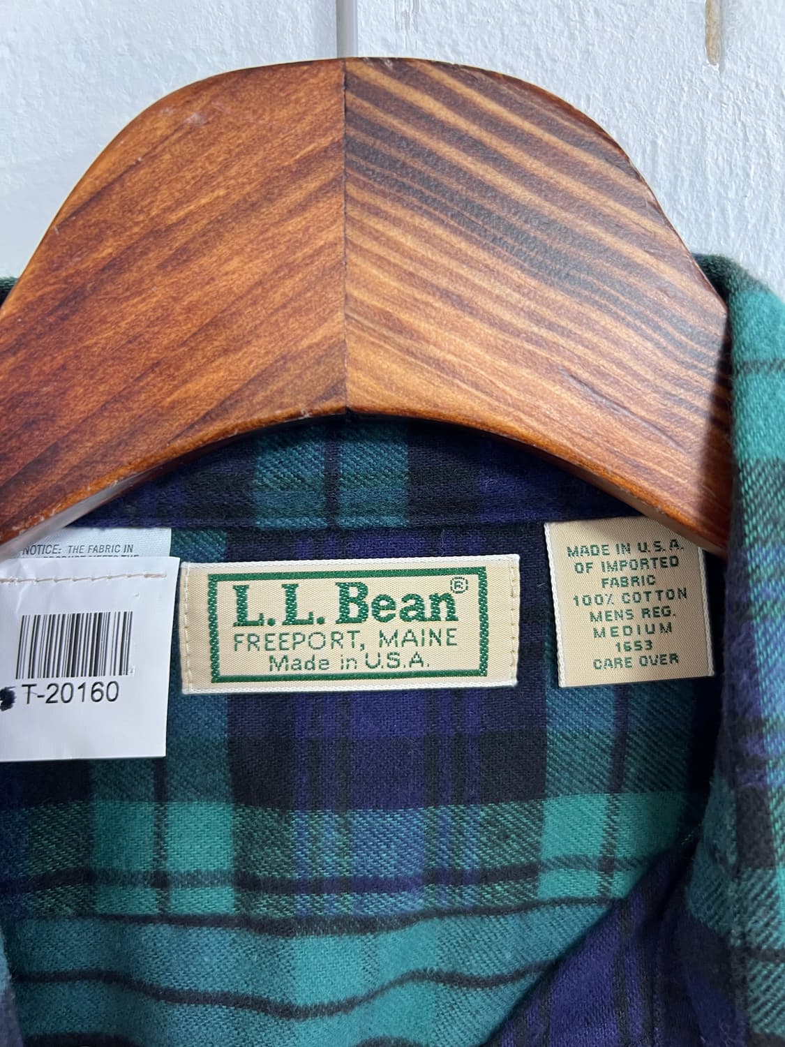 빈티지 L.L.Bean 그린/네이비 체크 셔츠 상품이미지5