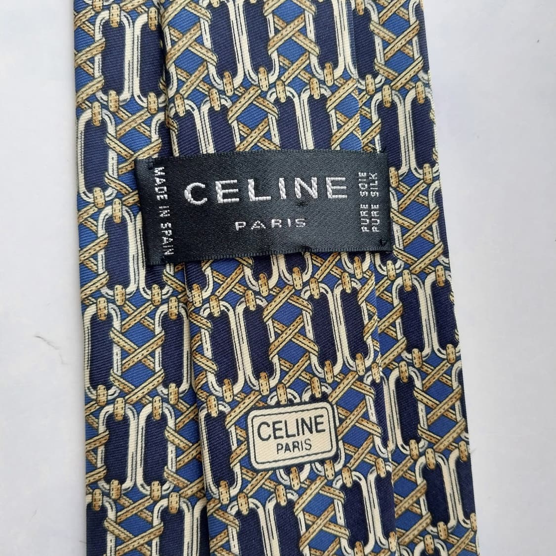 CELINE 셀린느 실크 네이비 패턴 넥타이 9.5cm A+등급 K258 상품이미지10