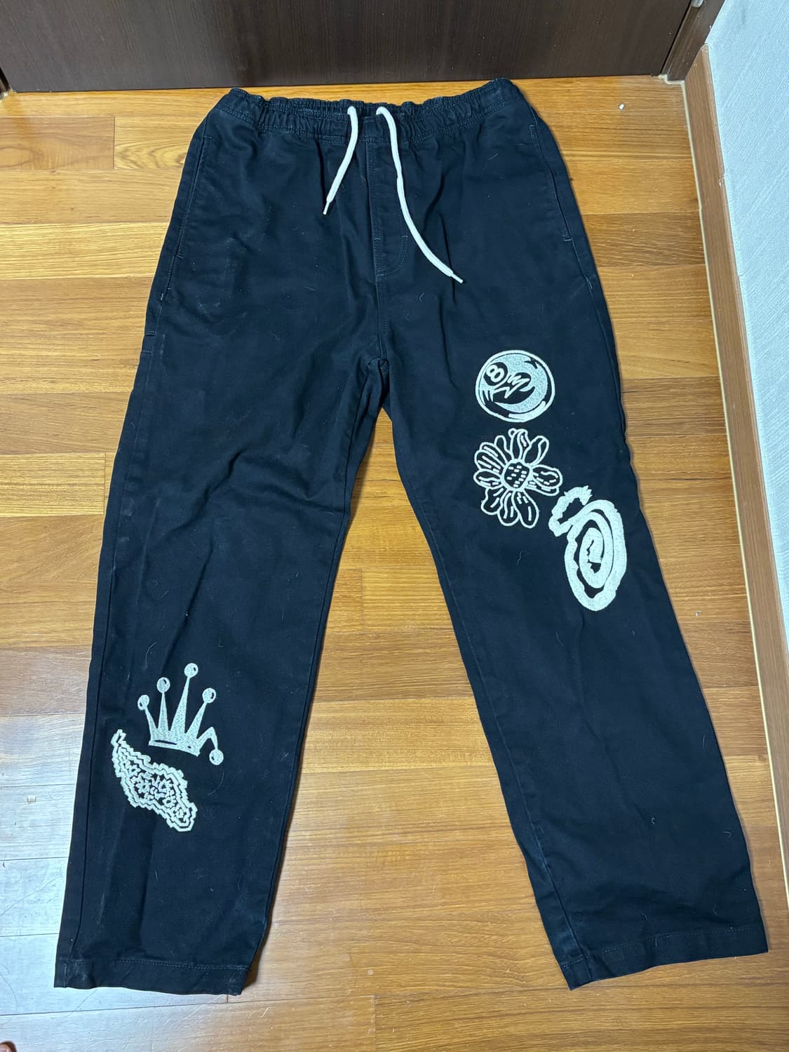 (M)스투시 노마 아이콘 비치 워시드 블랙 팬츠 상품이미지1