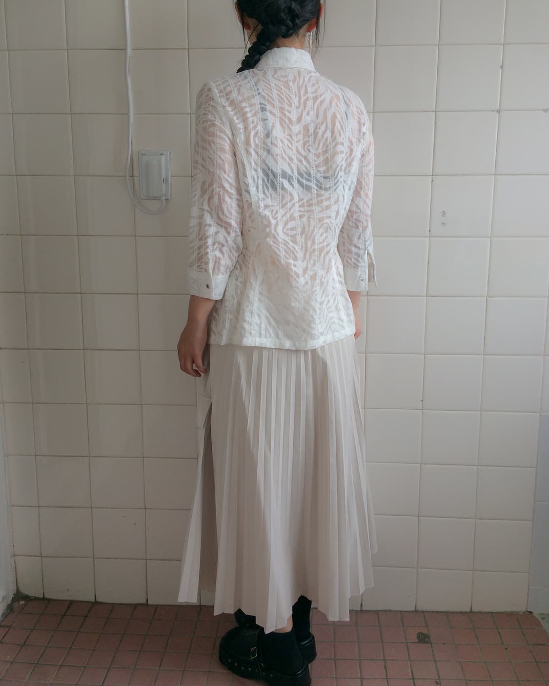 pattern see through shirt jacket  상품이미지8