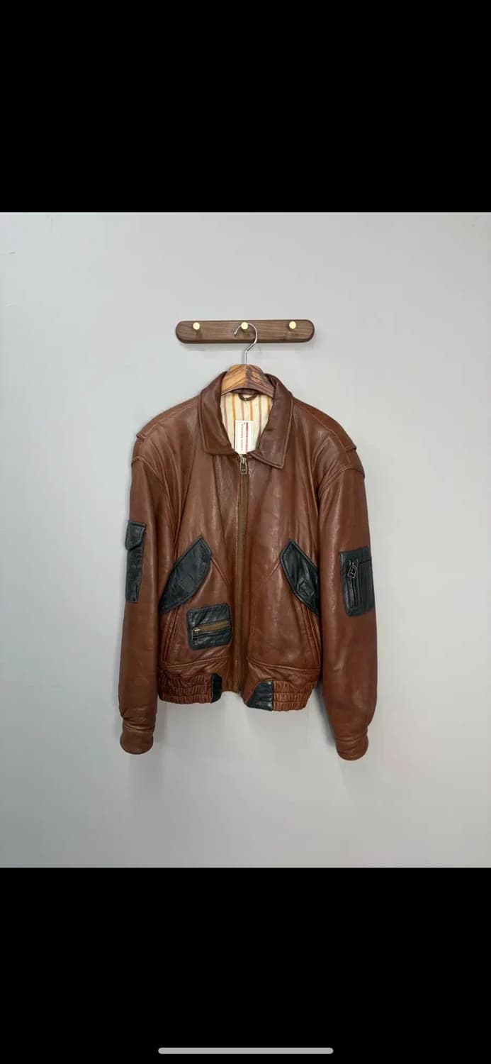 빈티지 배색 패치 양가죽 자켓 H1592 상품이미지2