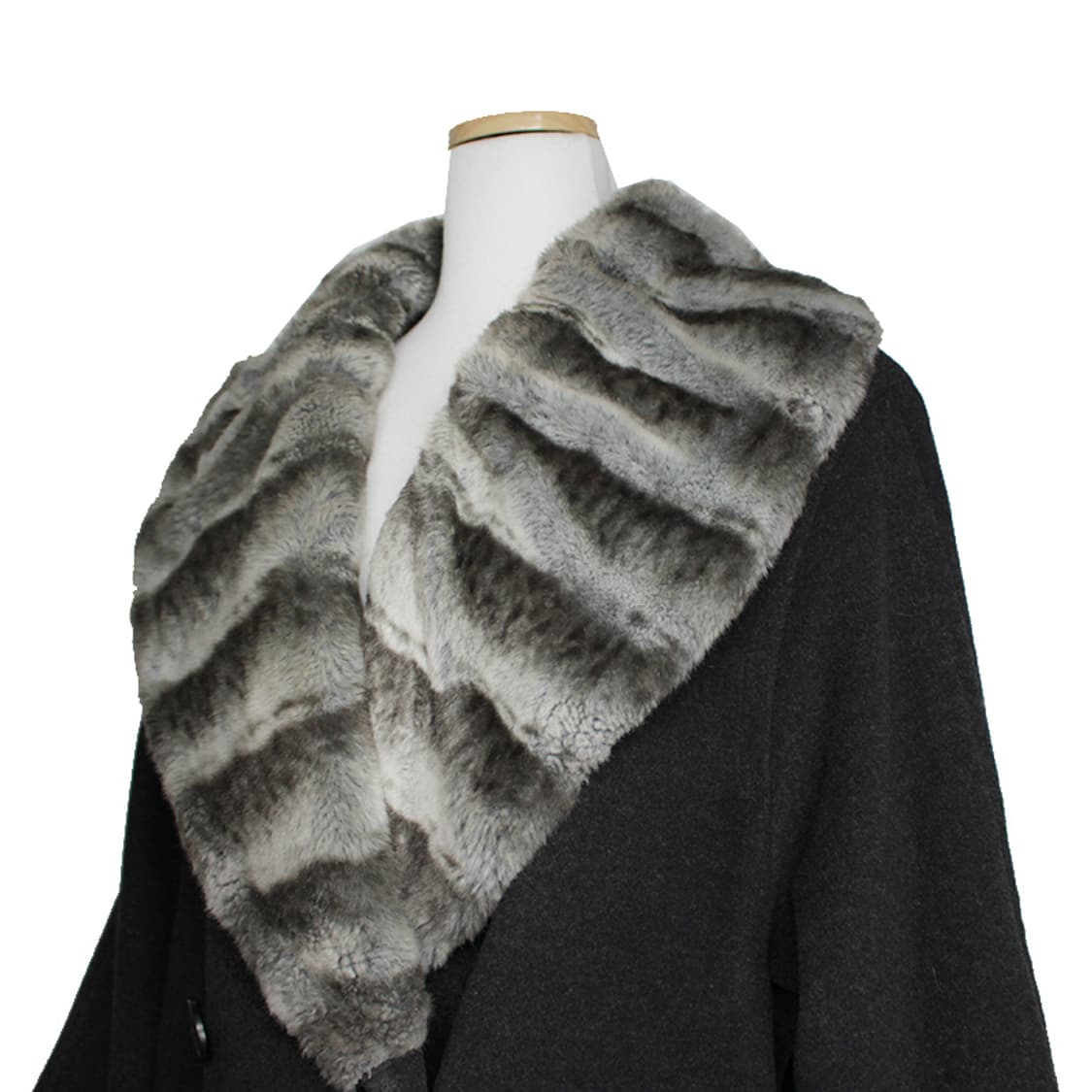 퍼 트림 차콜그레이 울 혼방 코트 66 상품이미지4