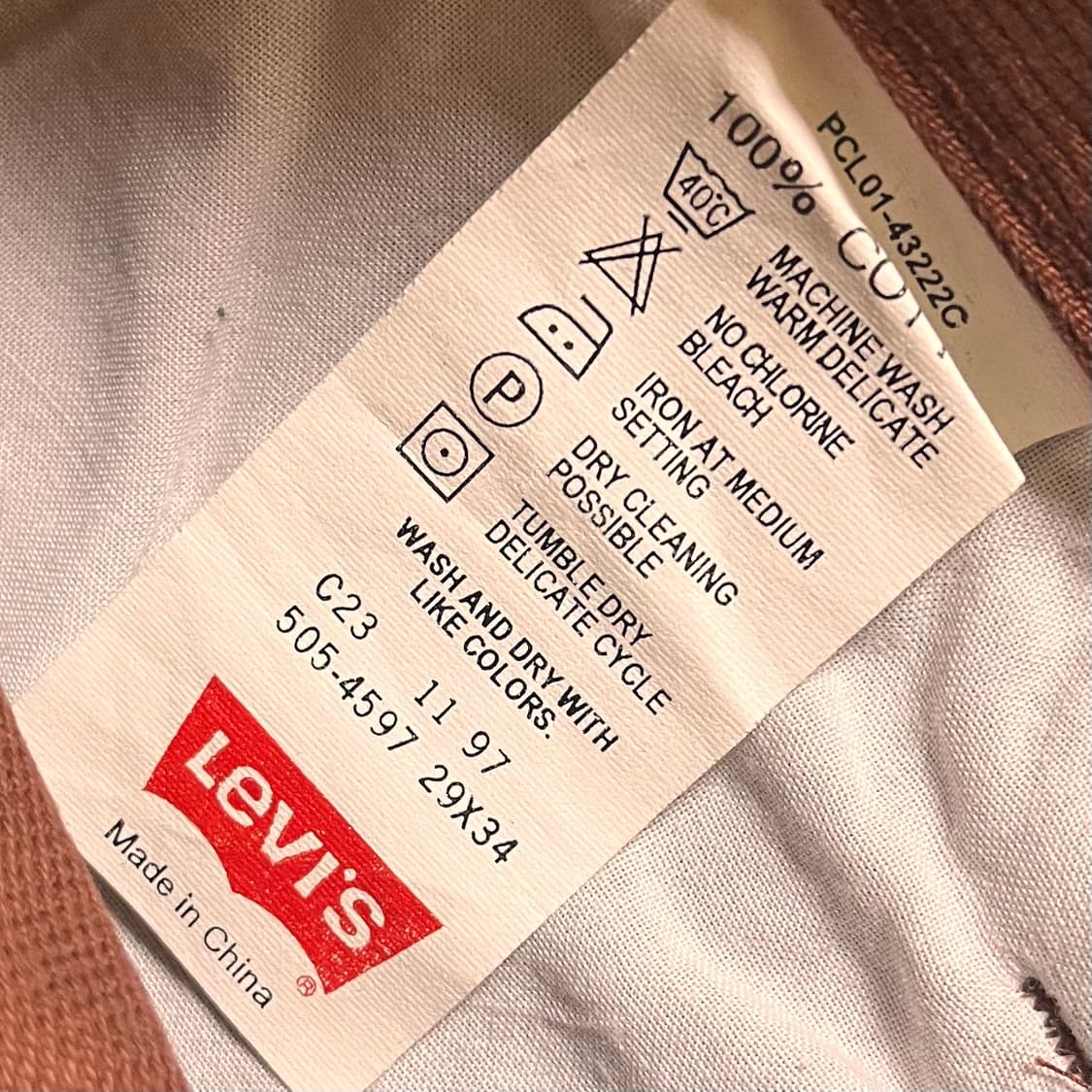 리바이스 505 화이트탭 브릭진 데님팬츠 W29 L34 상품이미지5