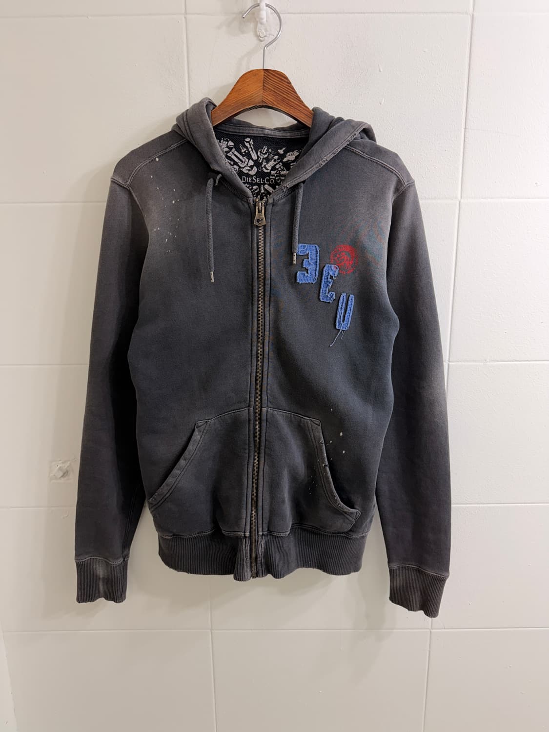 디젤 빈티지 워싱 패치 후드집업 상품이미지4
