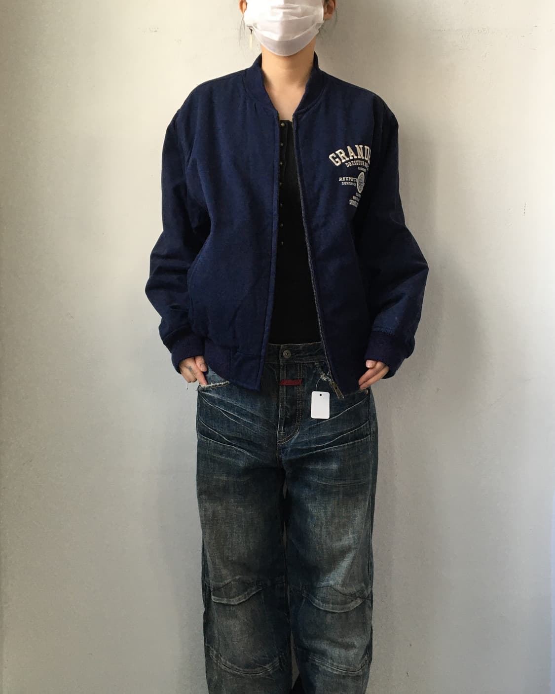 Lettering point bomber jacket 상품이미지7