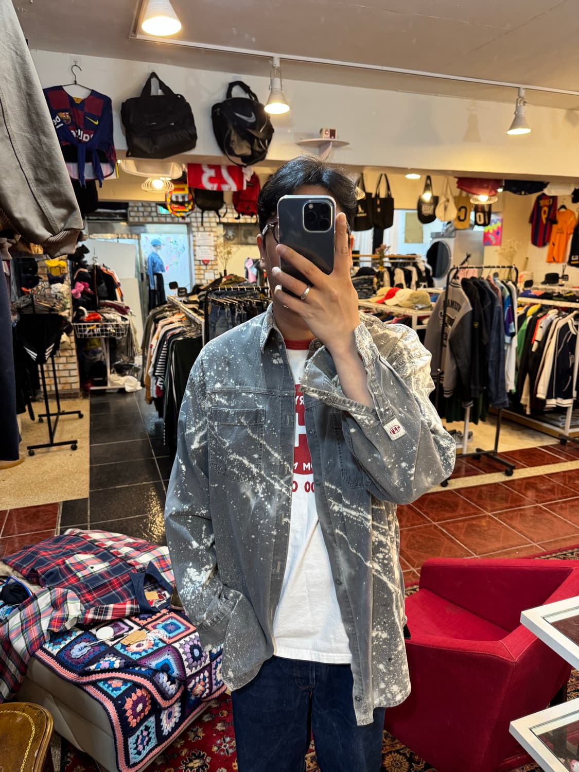 90s 빈티지 Lee 타이다잉 데님 셔츠 100size 상품이미지2