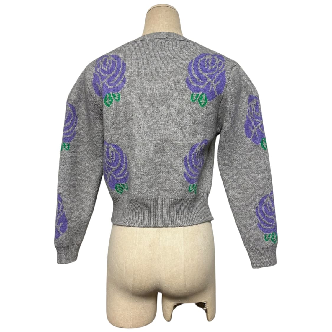 3836 겐조 그레이 플라워 크롭 니트가디건 상품이미지2