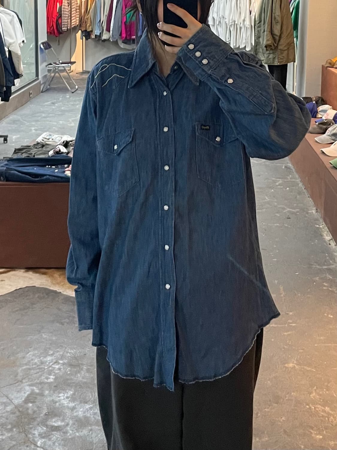 랭글러 자수패치 데님 웨스턴 셔츠 H2129 상품이미지1