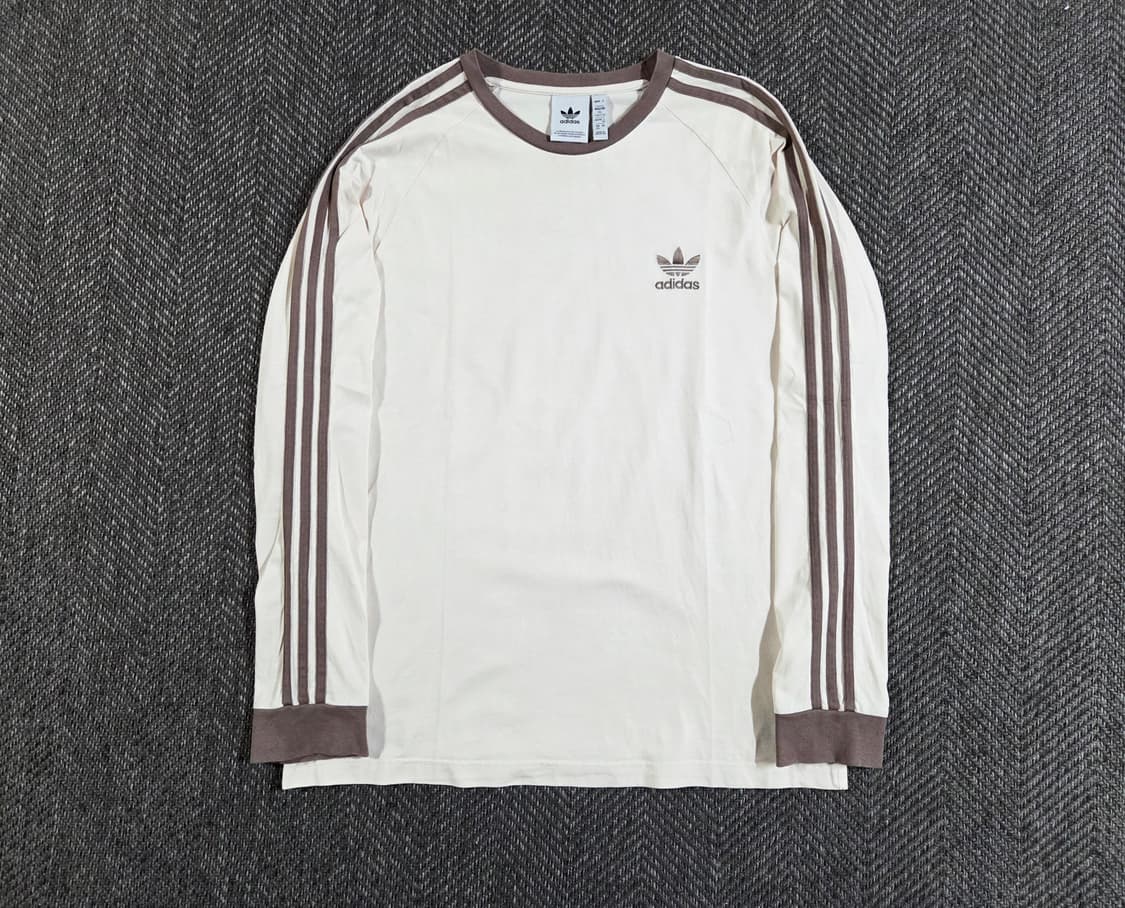 아디다스 Adidas 크림 브라운 삼선 롱슬리브 상품이미지1