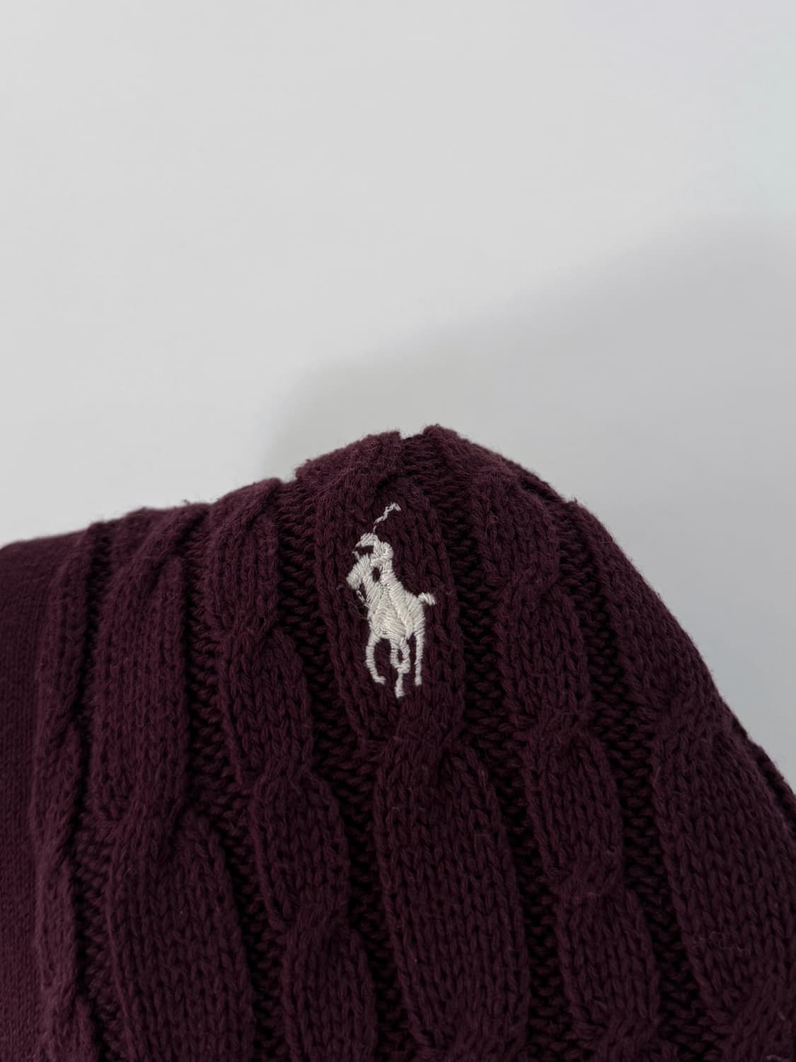 폴로 랄프로렌 딥버건디 코튼 꽈배기 니트 가디건 상품이미지3