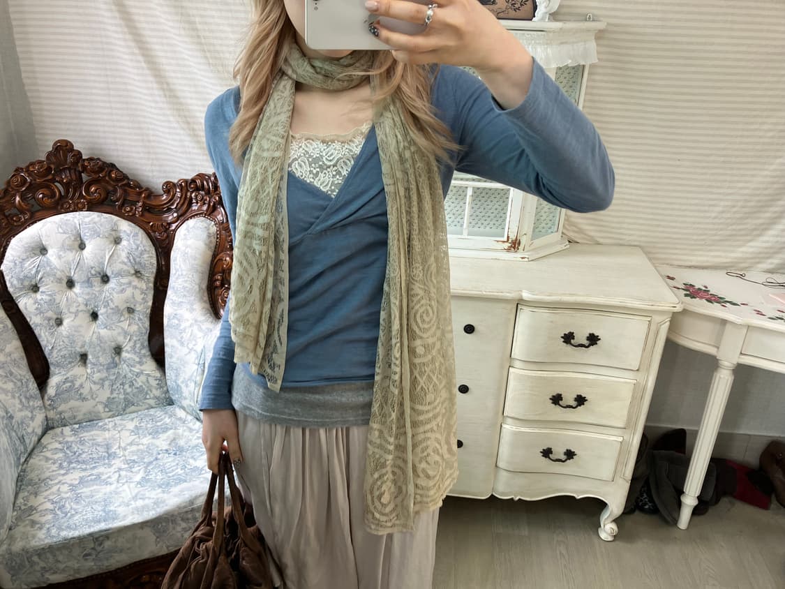 jpn vintage beige lace muffler 상품이미지6