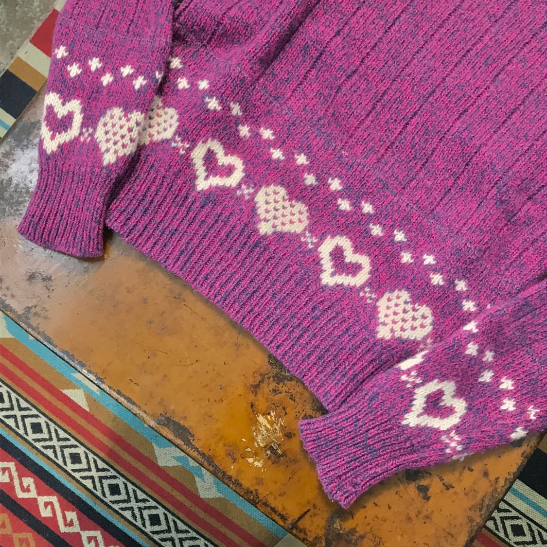 울리치 퍼플 하트 패턴 울 니트 여성 55 66  상품이미지5